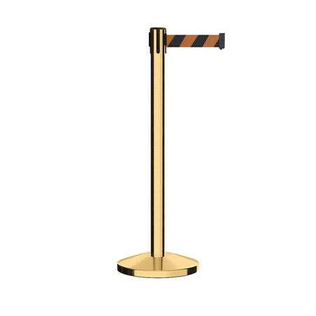 Montour Line Stanchion Belt Barrier Pol.Brass Post 13ft. Blk/Or Belt ES400-PB-BOD-130